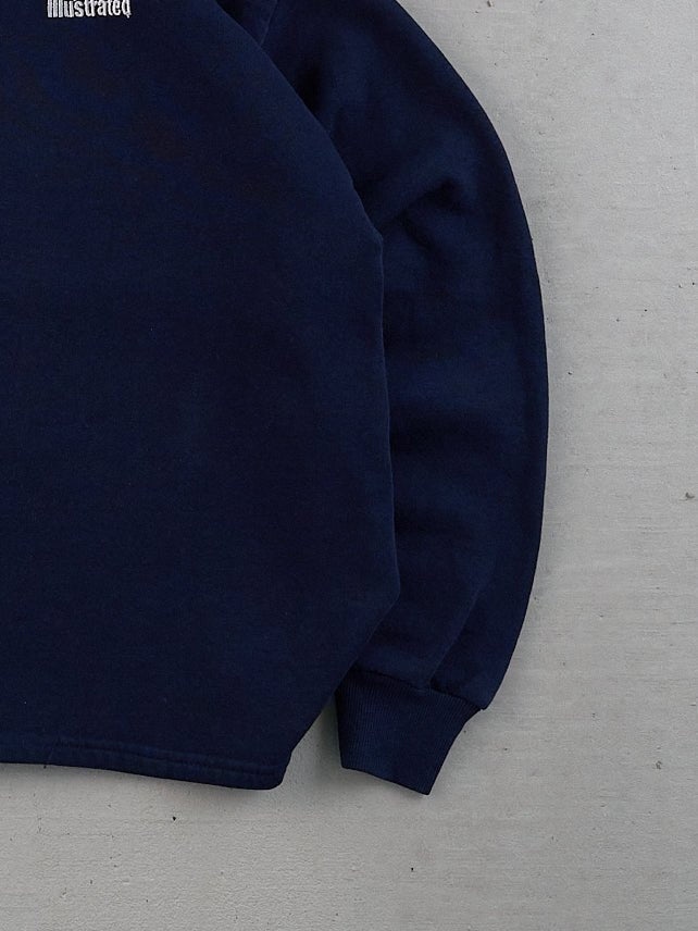 Vintage Navy Blue Sports Illstrated Collared 1/4 Zip Crewneck (L)