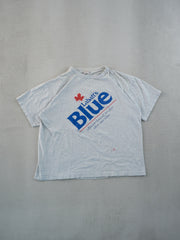 Vintage '90 Grey Labatts Blue Beer Boxy Graphic Tee (M)