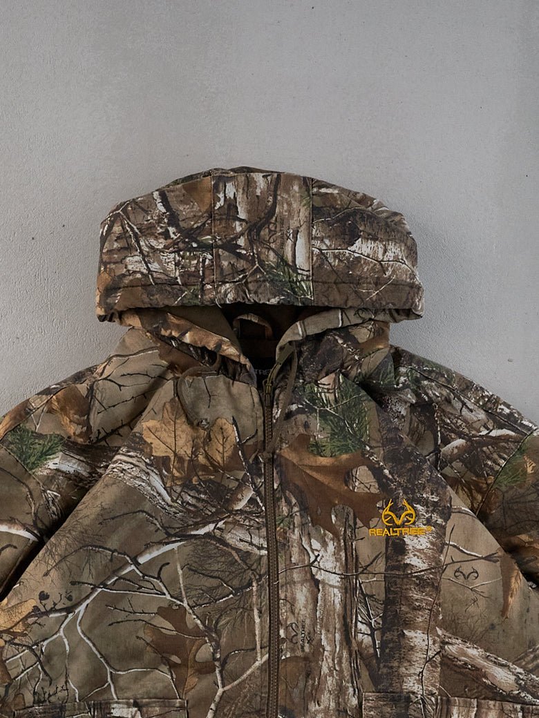 Vintage Y2k Green Realtree Camo Workwear Hooded Jacket (XL)