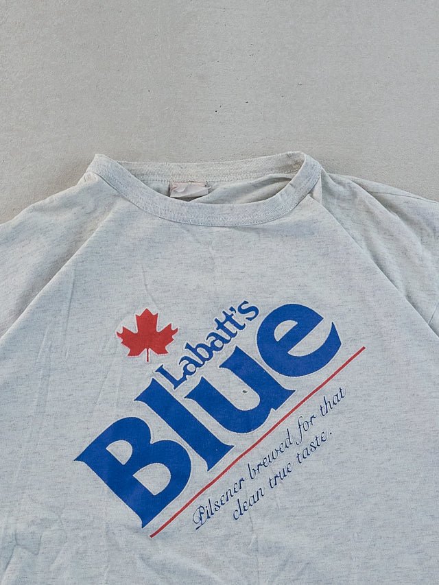 Vintage '90 Grey Labatts Blue Beer Boxy Graphic Tee (M)