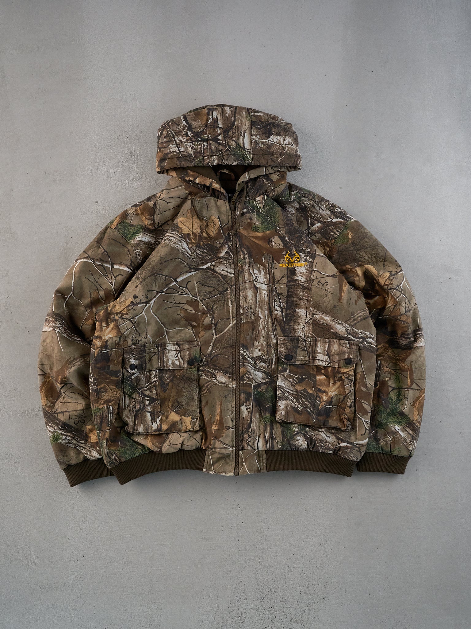 Vintage Y2k Green Realtree Camo Workwear Hooded Jacket (XL)
