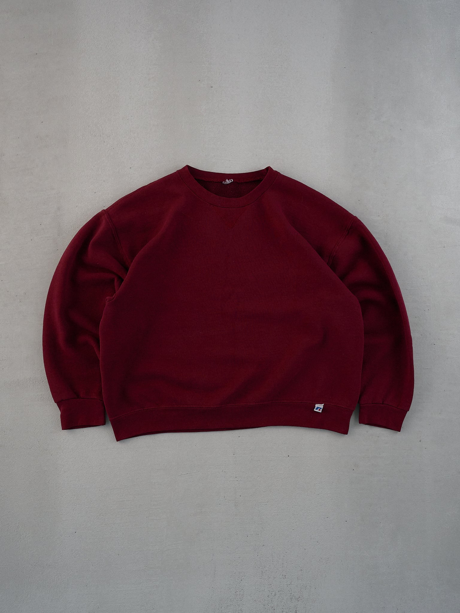 Vintage 90s Maroon Russell Athletics Cropped Blank Crewneck (M/L)
