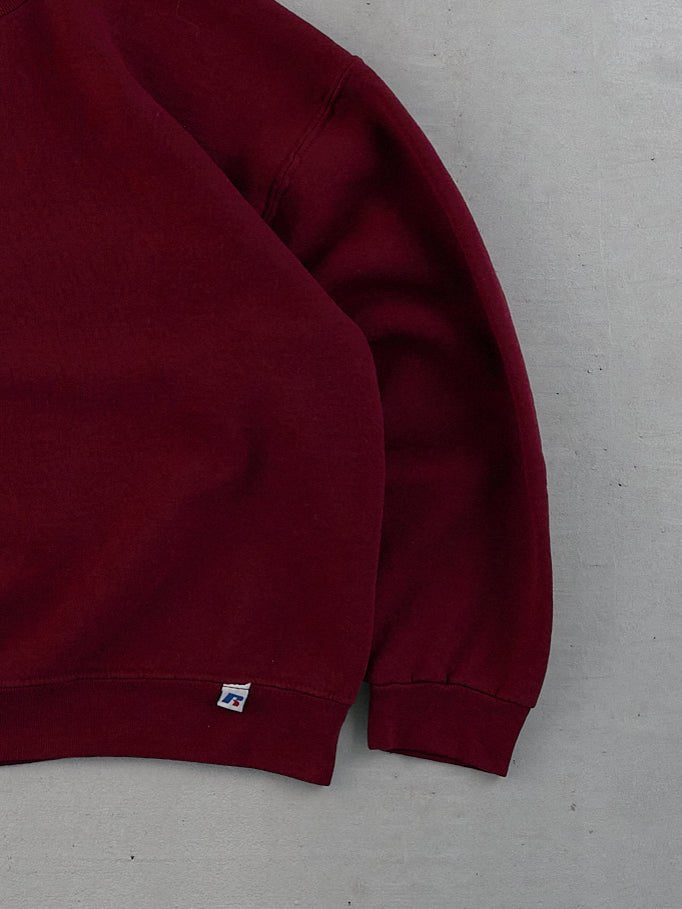 Vintage 90s Maroon Russell Athletics Cropped Blank Crewneck (M/L)