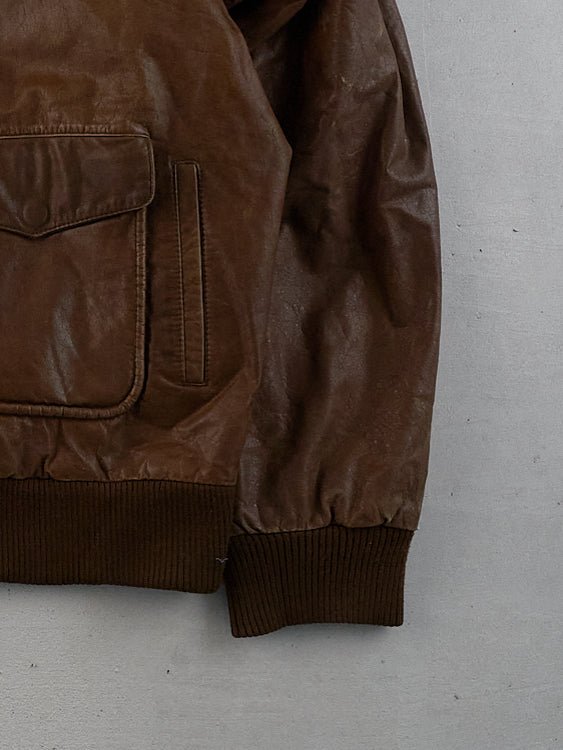Vintage 90s Brown Adventure Bound Collared Leather Jacket (XL)
