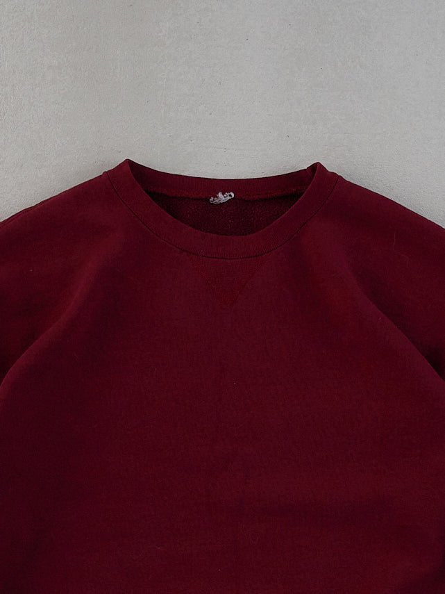 Vintage 90s Maroon Russell Athletics Cropped Blank Crewneck (M/L)