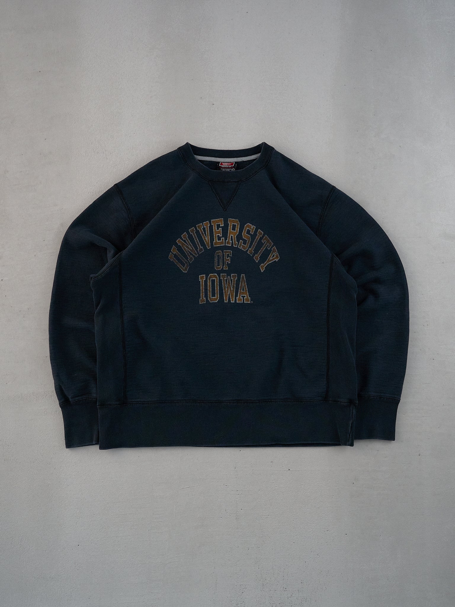 Vintage 90s Washed Black University Of Iowa Crewneck (L)