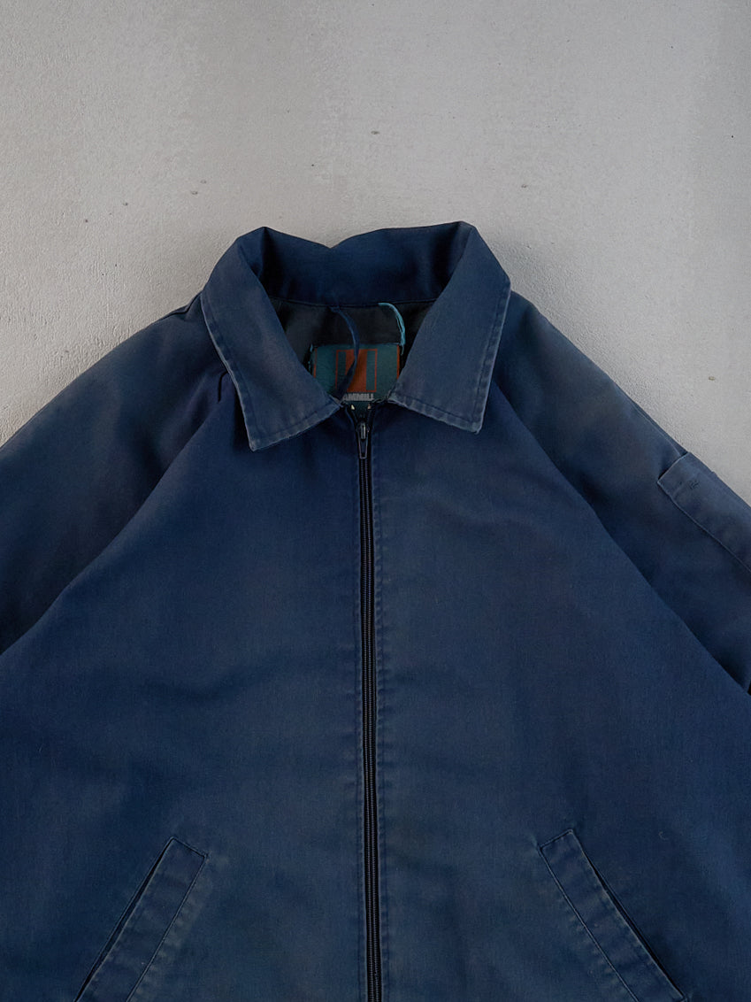 Vintage 80s Washed Navy Blue Hamill Collared Workwear Jacket (L)