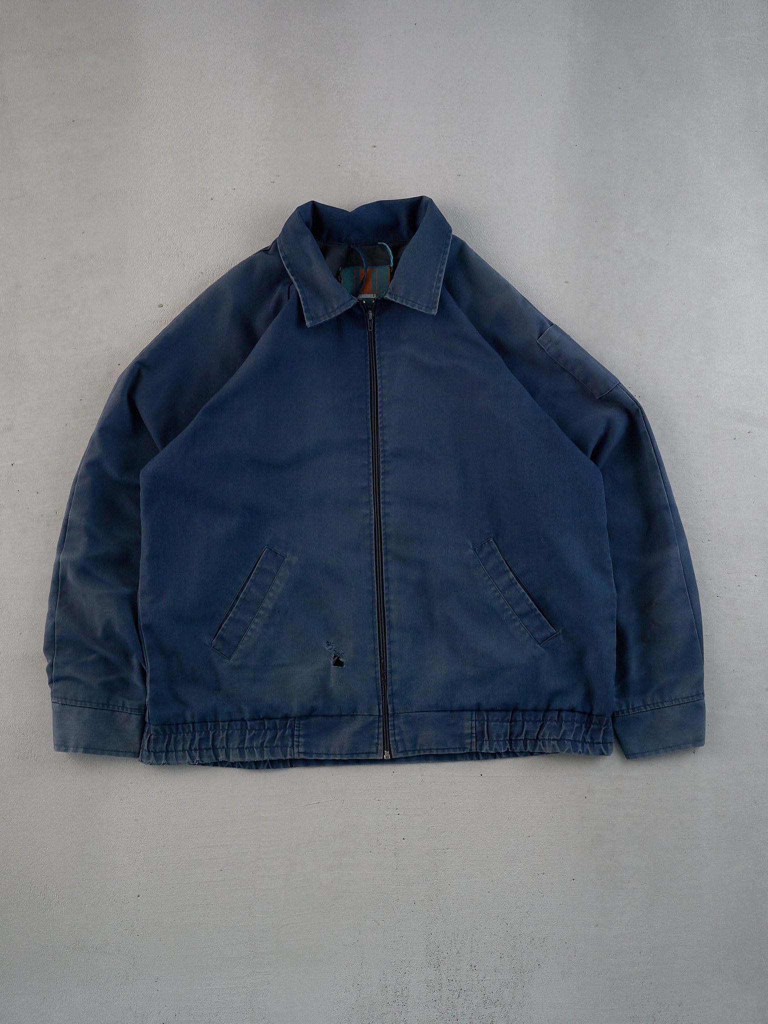 Vintage 80s Washed Navy Blue Hamill Collared Workwear Jacket (L ...