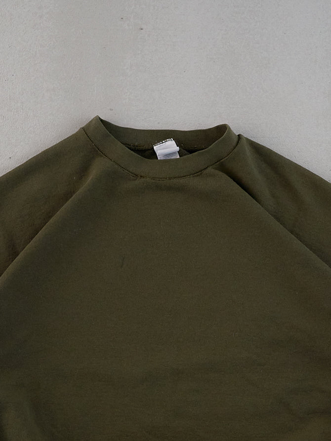 Vintage 90s Moss Green Fruit Of The Loom Blank Crewneck (XL)