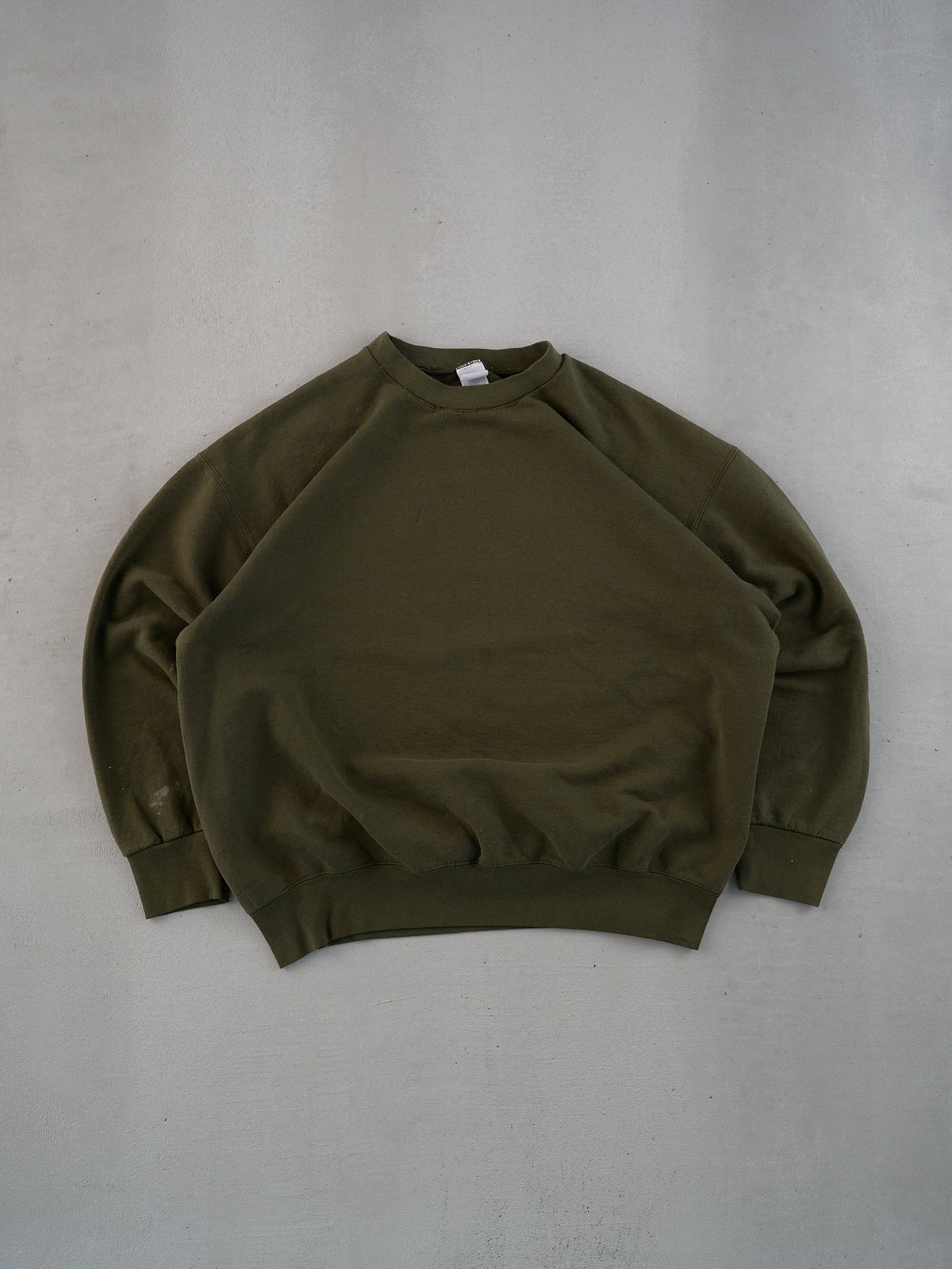 Vintage 90s Moss Green Fruit Of The Loom Blank Crewneck (XL)