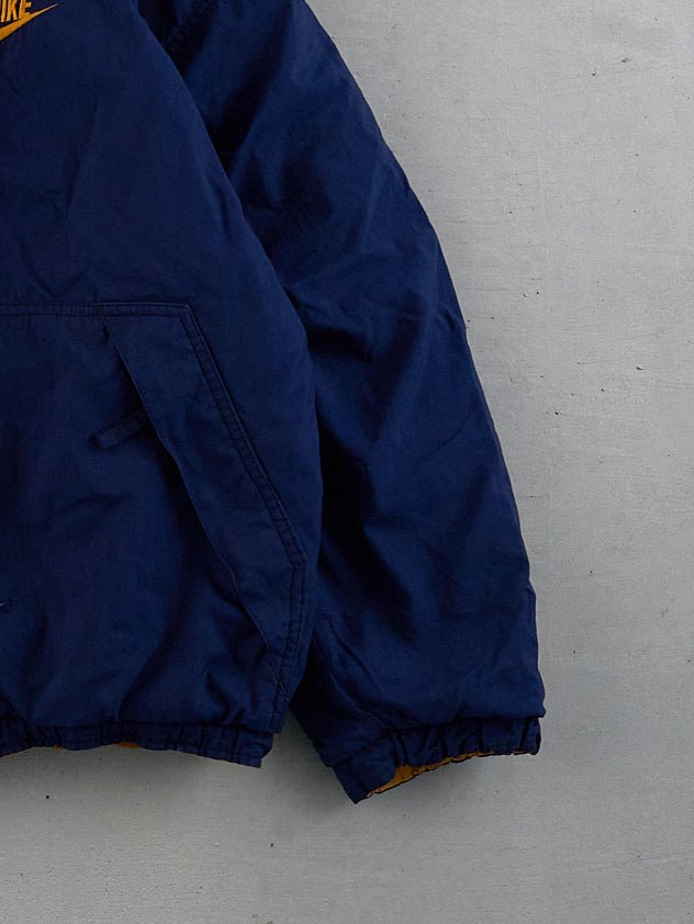 Vintage 90s Navy Blue and Yellow Collared Jacket (M/L)