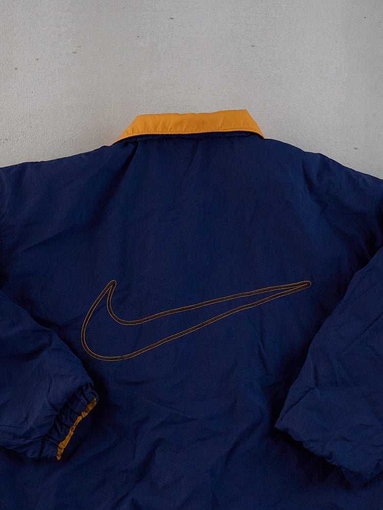 Vintage 90s Navy Blue and Yellow Collared Jacket (M/L)