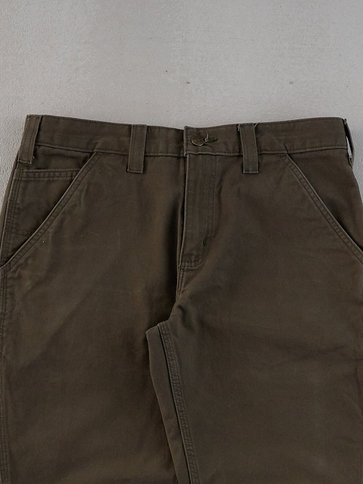 Vintage 90s Faded Dark Brown Carhartt Dungeree Carpenter Pants  (32x30)