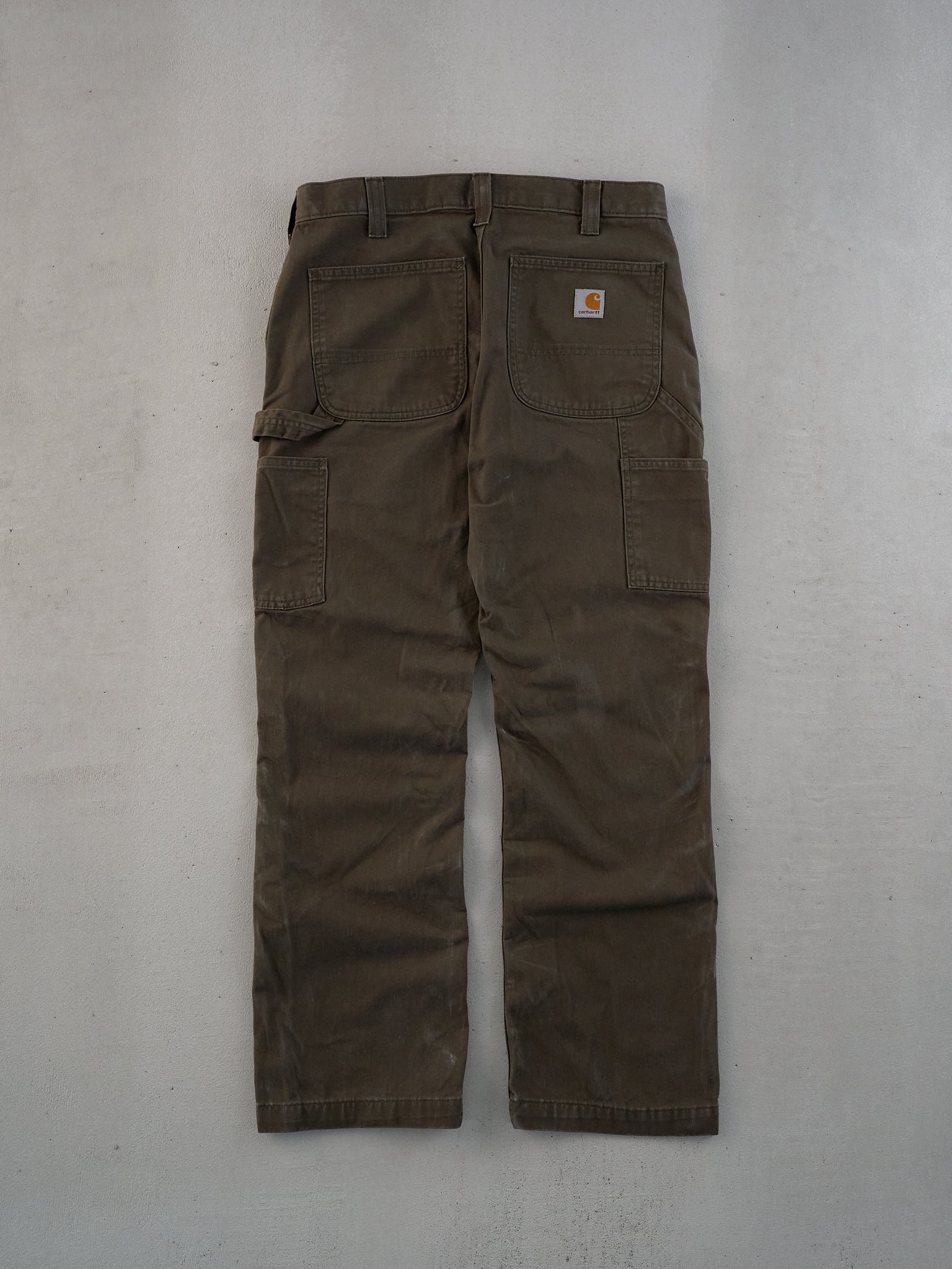 Vintage 90s Faded Dark Brown Carhartt Dungeree Carpenter Pants  (32x30)