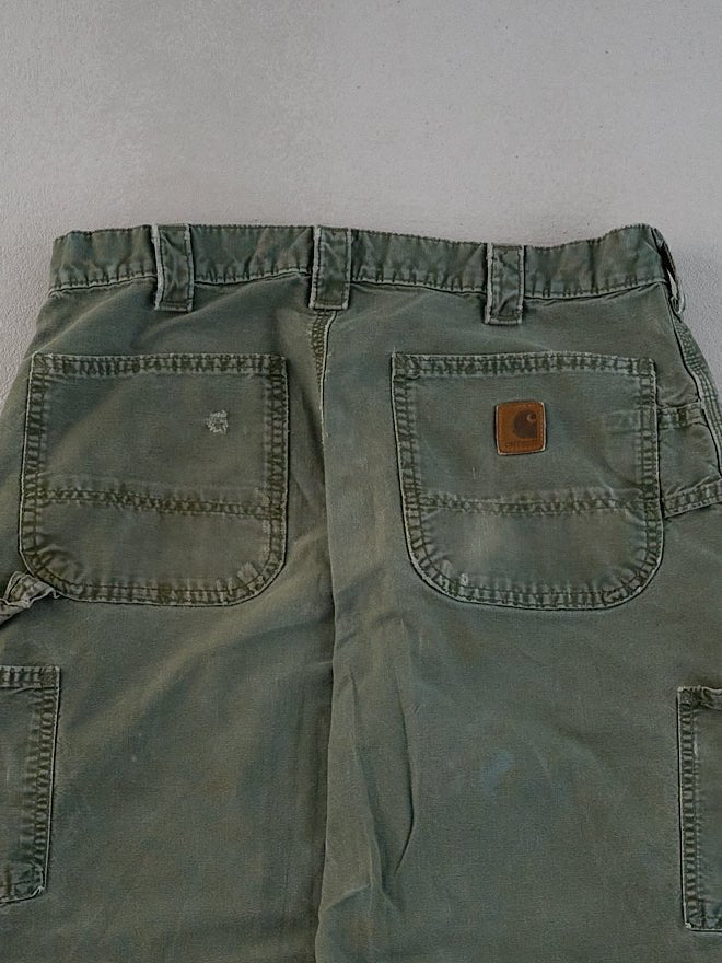 Vintage 90s Sage Green Carhartt Dungeree Carpenter Pants (32x34)