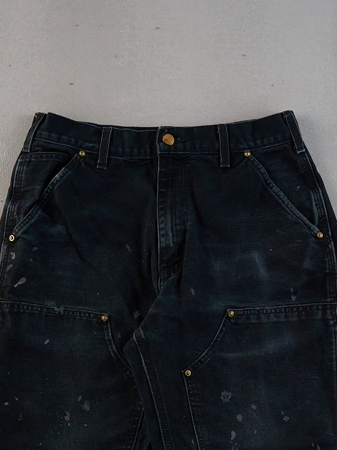 Vintage 90s Faded Black Carhartt Double Knee Carpenter Pants (29x29)