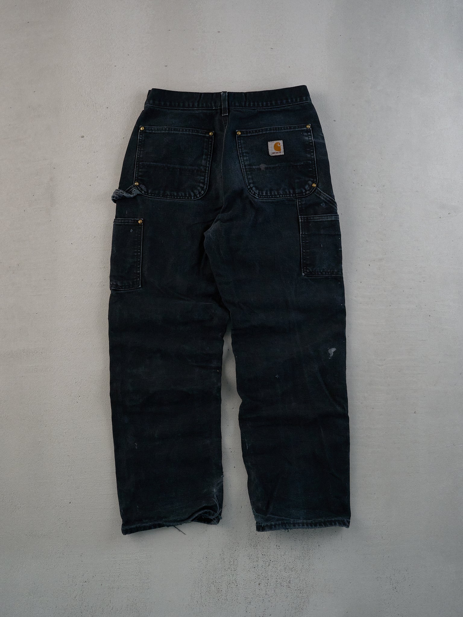 Vintage 90s Faded Black Carhartt Double Knee Carpenter Pants (29x29)