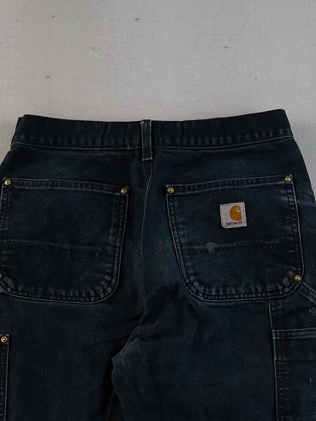 Vintage 90s Faded Black Carhartt Double Knee Carpenter Pants (29x29)