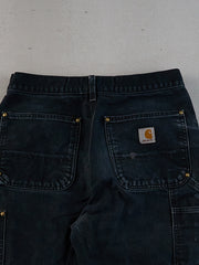 Vintage 90s Faded Black Carhartt Double Knee Carpenter Pants (29x29)