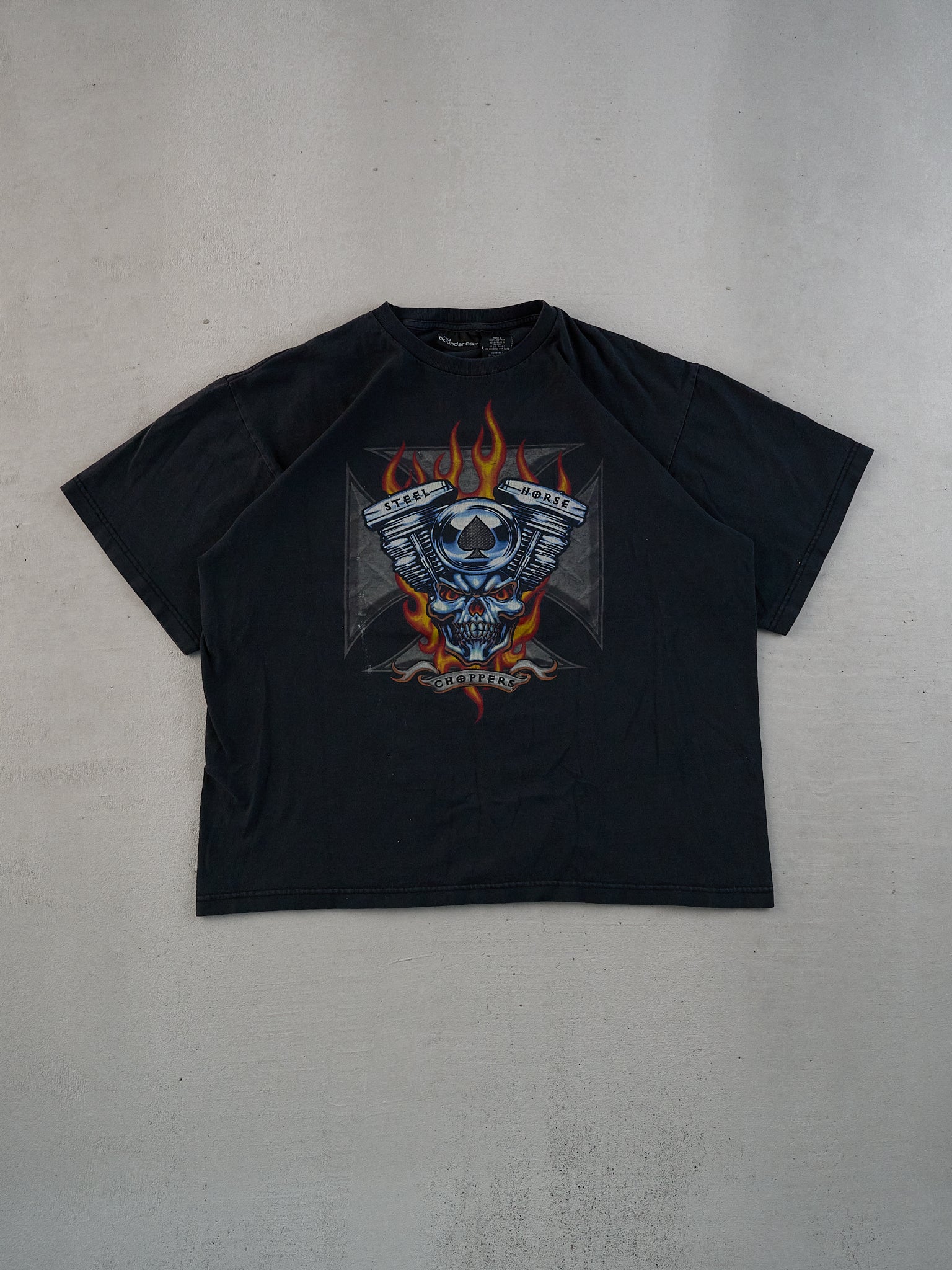 Vintage Y2k Black Steal Horse Choppers Graphic Tee (M)