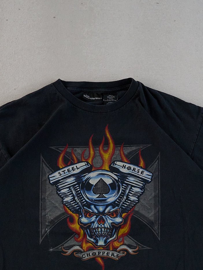 Vintage Y2k Black Steal Horse Choppers Graphic Tee (M)
