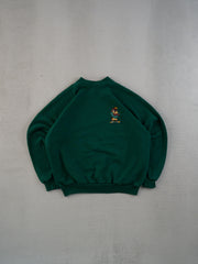 Vintage 96' Pine Green Warner Bros Tazz Embroidery Mockneck (M)