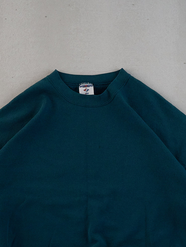 Vintage 90s Teal Green Jerseys Blank Crewneck (XL)