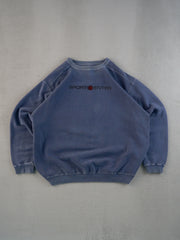 Vintage 90s Faded Blue Sport Center Crewneck (XL)