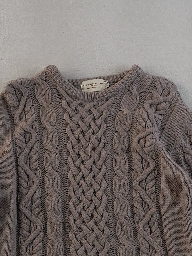 Vintage 90s Grey Patterned Knit Sweater (M)