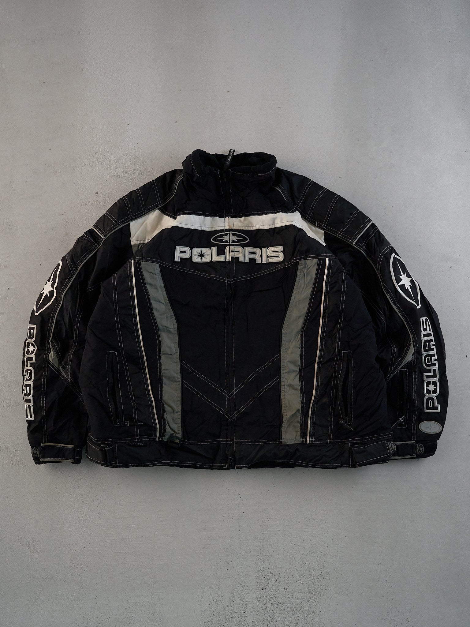 Vintage Black, Grey and White Polaris Jacket (XL)