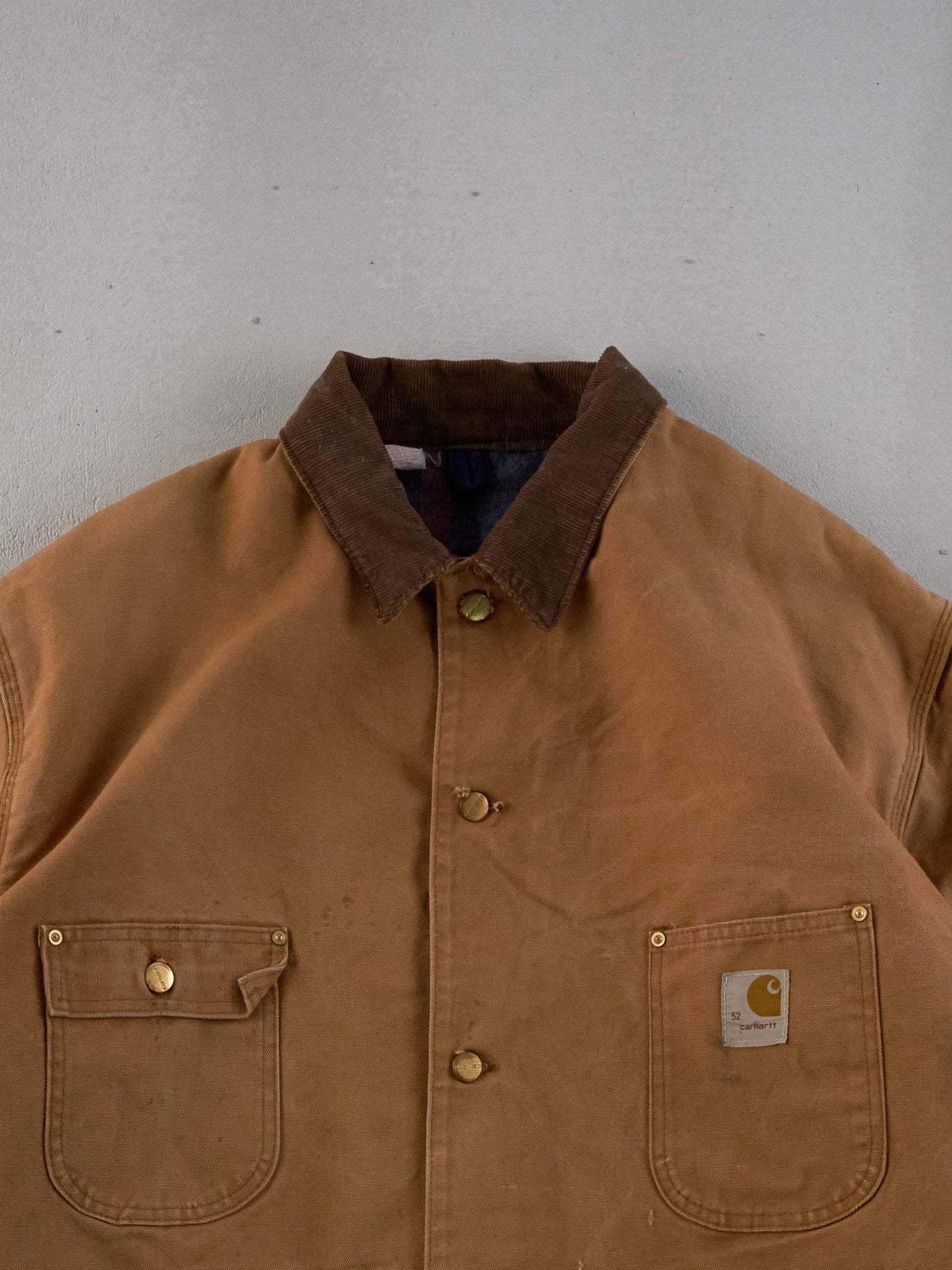 Vintage 90s Khaki Carhartt Workwear Collared Jacket (XXL)