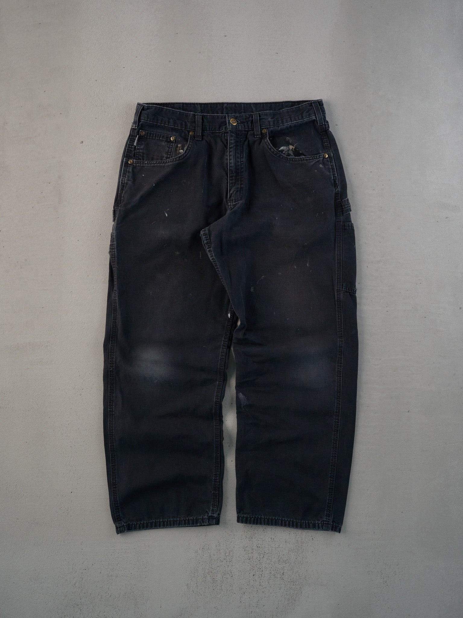 Vintage 90 Washed Black Carhartt Dungeree Carpenter Pants (34x29)