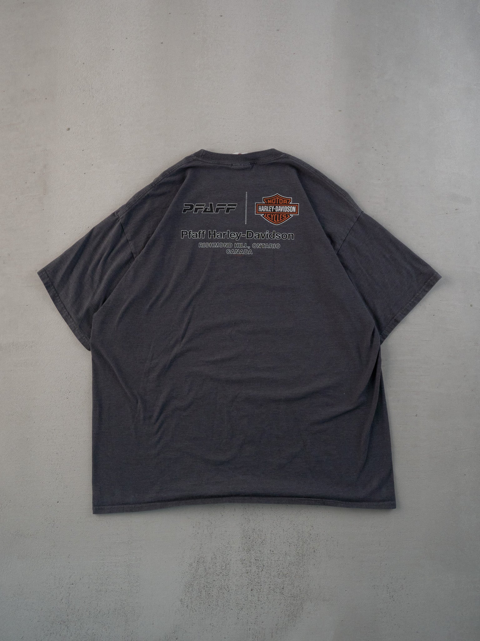 Vintage Y2k Washed Grey Harley Davidson Richmond Hill Graphic Tee (L)