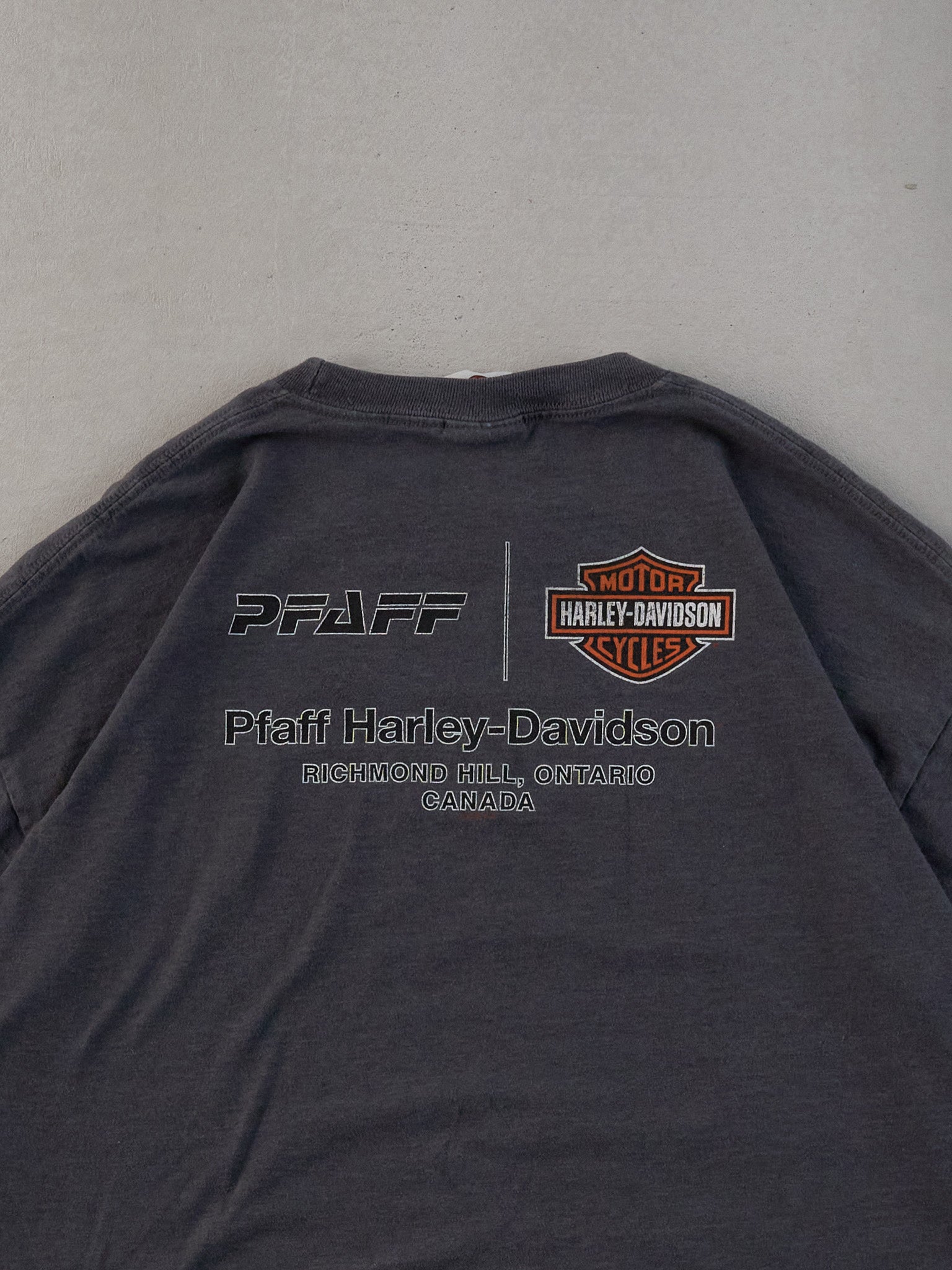 Vintage Y2k Washed Grey Harley Davidson Richmond Hill Graphic Tee (L)