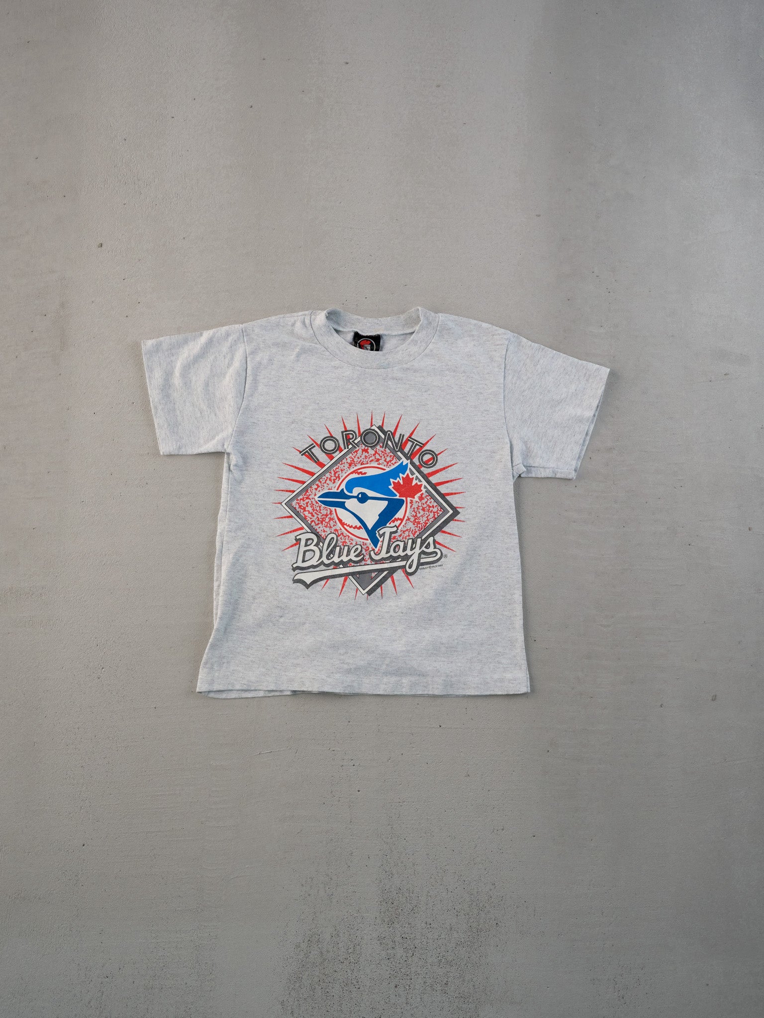 Vintage 92' Grey Single Stitched Toronto Blue Jays Graphic Tee (XS)