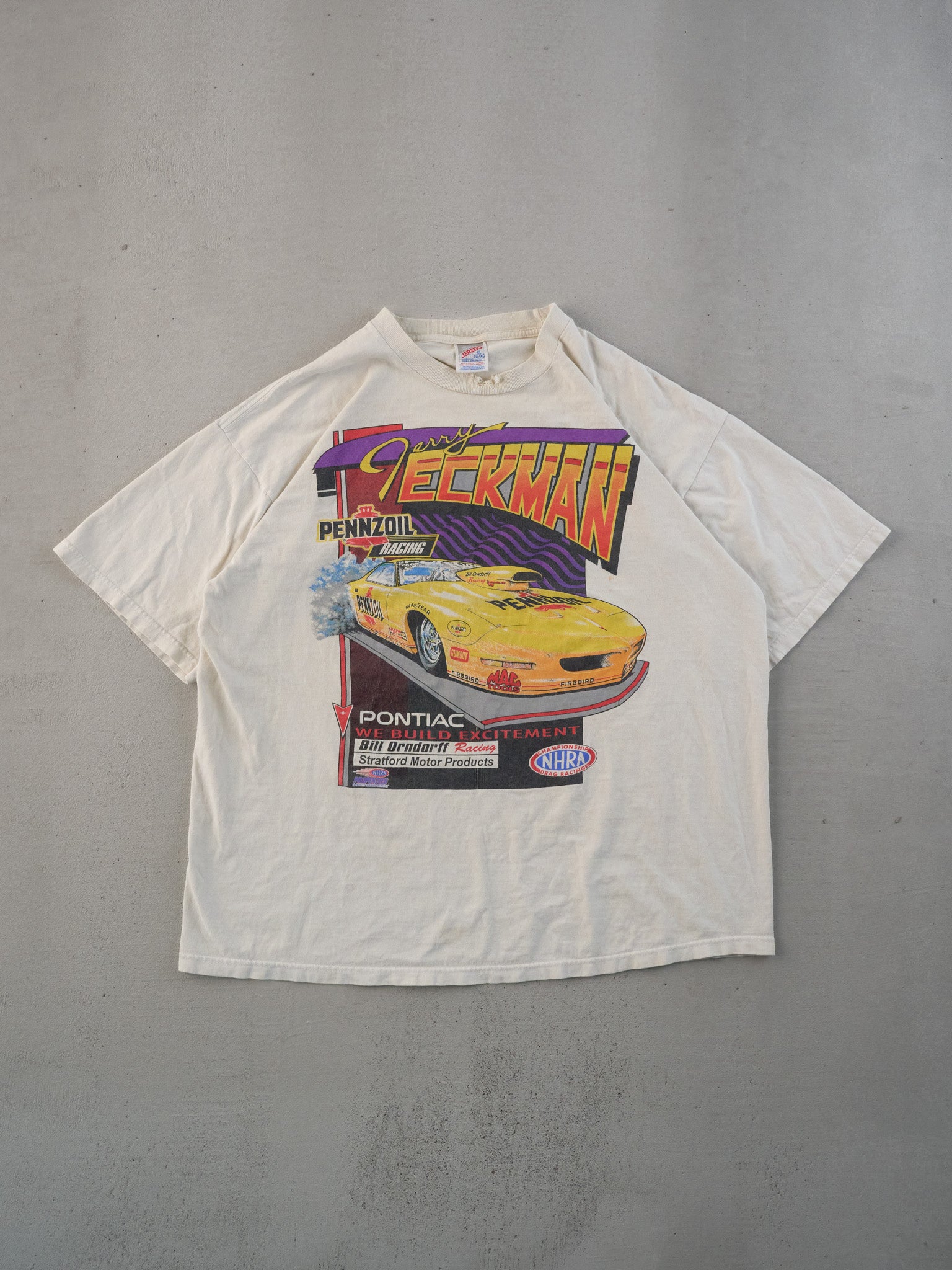 Vintage 90s White Terry Eeckman Pontiac Racing Graphic Tee (L)