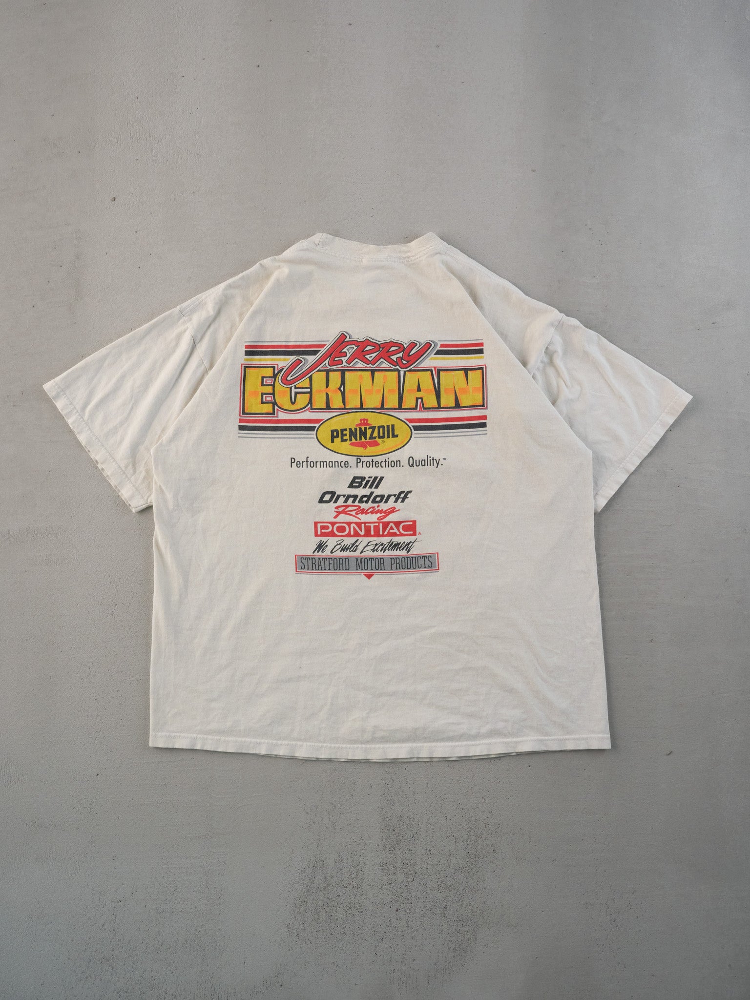 Vintage 90s White Terry Eeckman Pontiac Racing Graphic Tee (L)