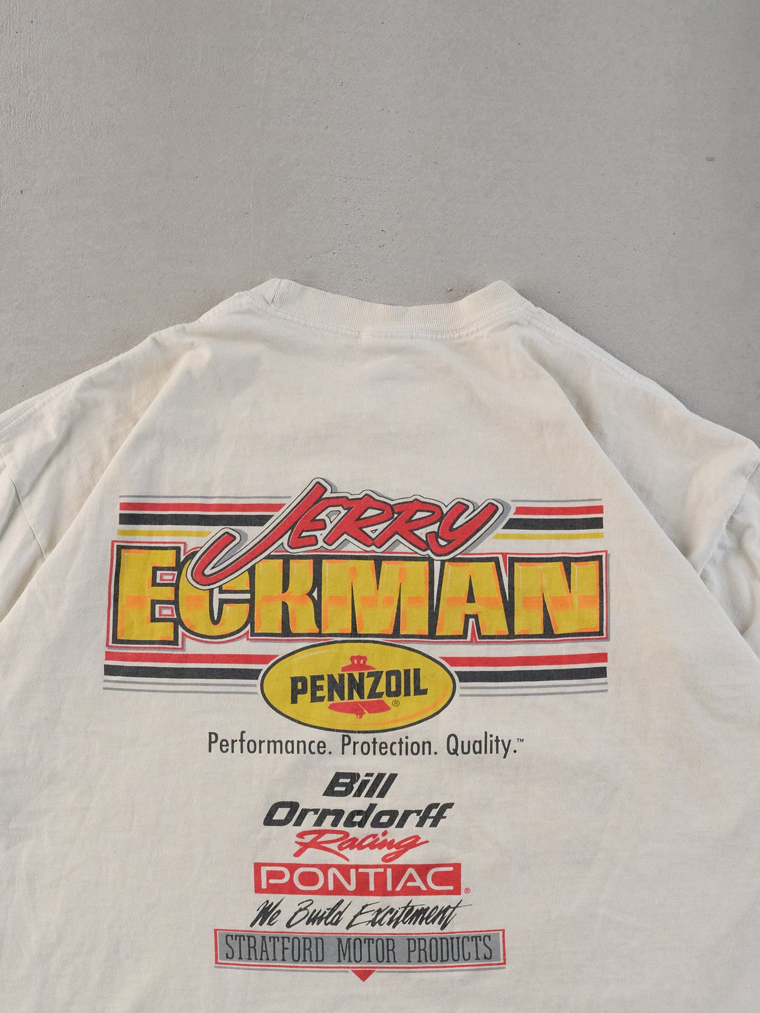 Vintage 90s White Terry Eeckman Pontiac Racing Graphic Tee (L)