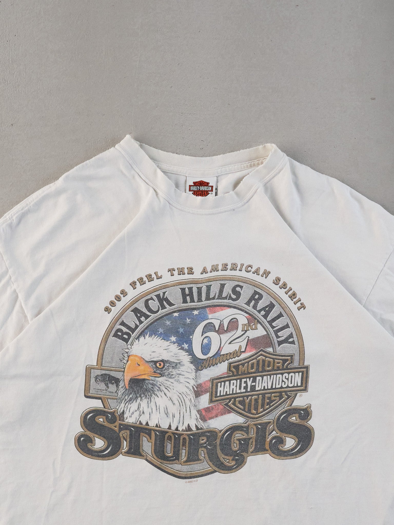 Vintage 02' White Harley Davidson Black Hills Rally Sturgis Graphic Tee (M)