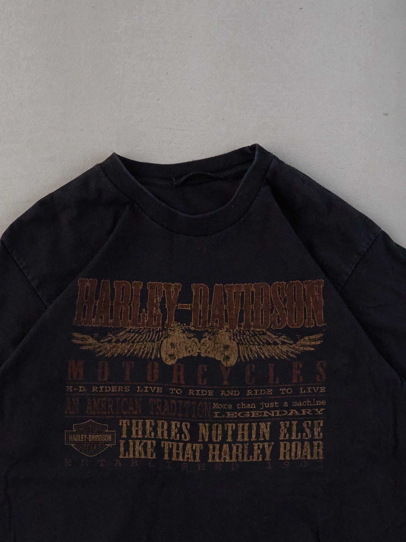 Vintage Y2k Black Harley Davidson Orlando Florida USA Graphic Tee (S)
