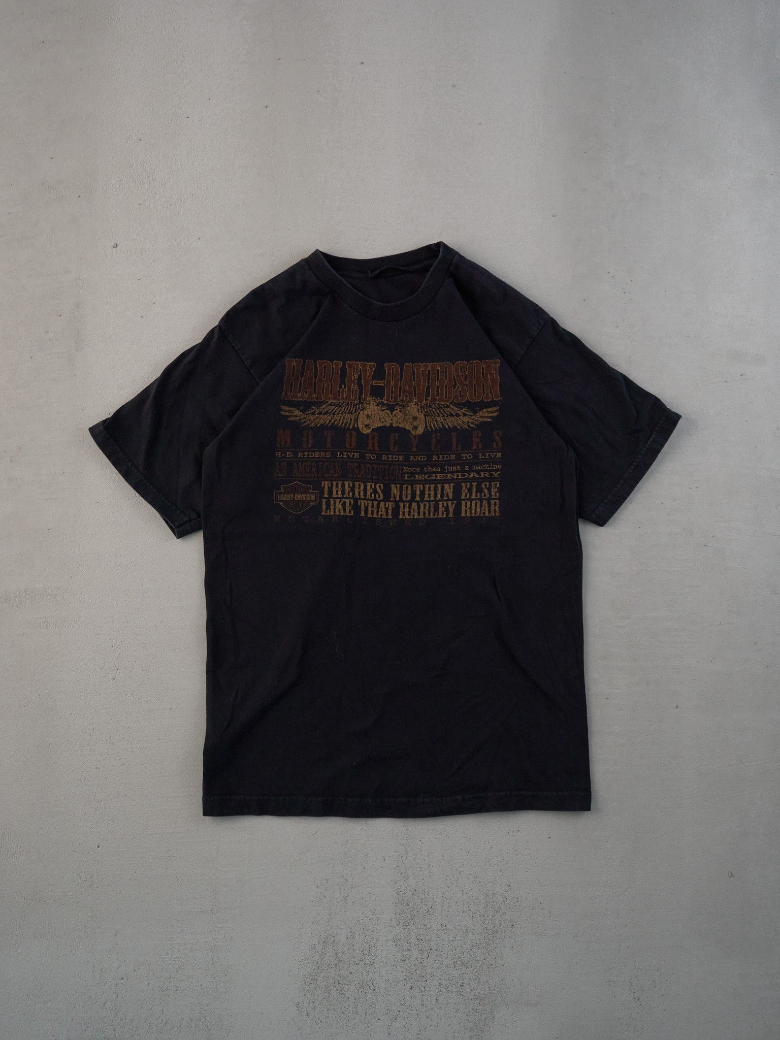 Vintage Y2k Black Harley Davidson Orlando Florida USA Graphic Tee (S)