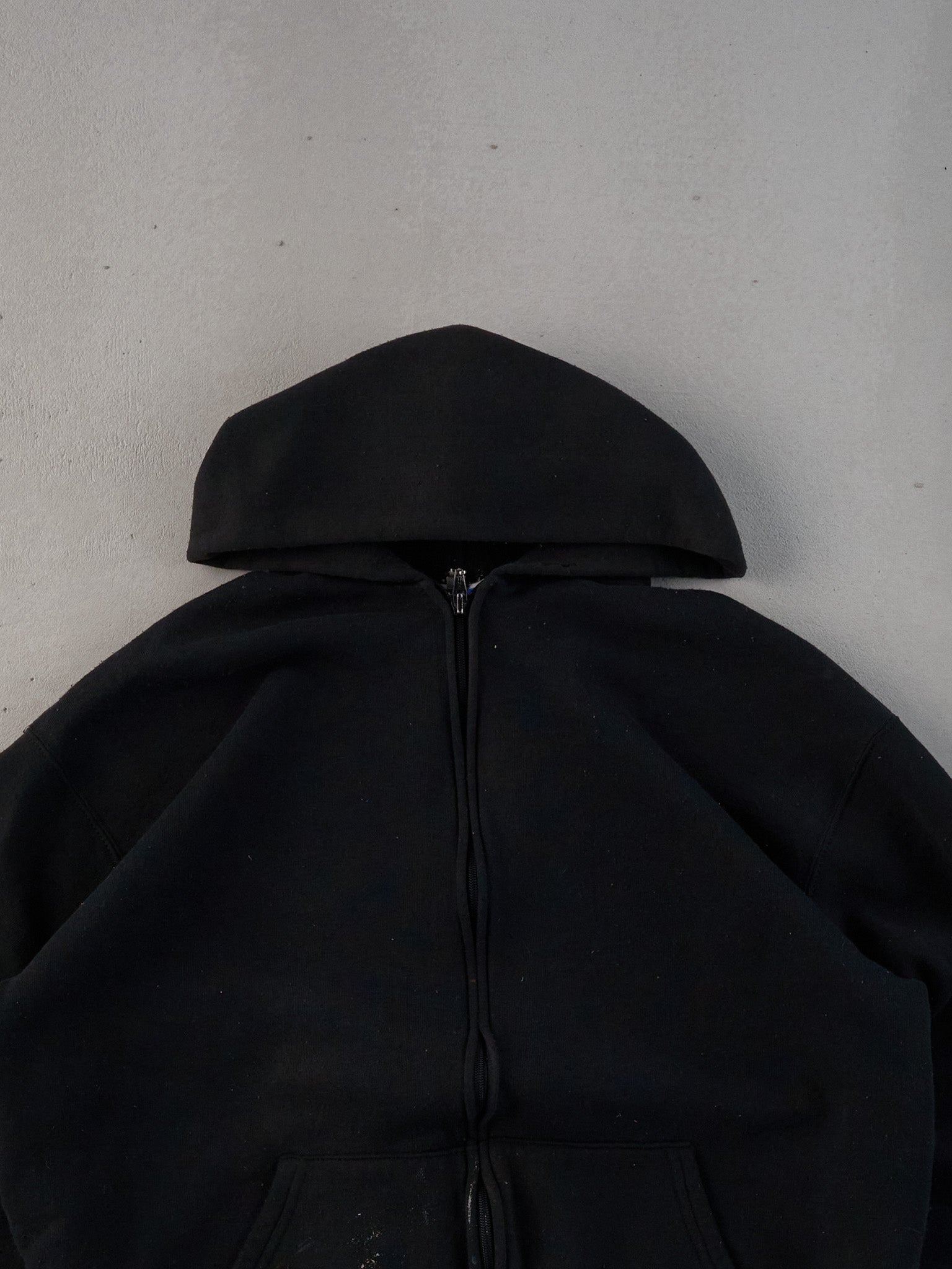 Vintage 90s Black Russell Athletics Blank Hooded Zip Up (L)