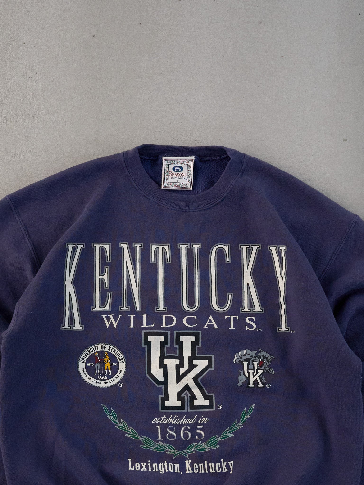 Vintage 90s Navy Blue Kentucky WildCats Graphic Crewneck (M)