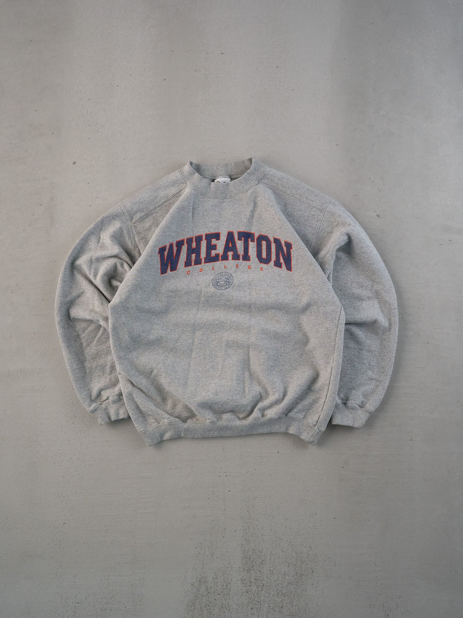 Vintage 90s Grey Wheaton College Crewneck (S/M)