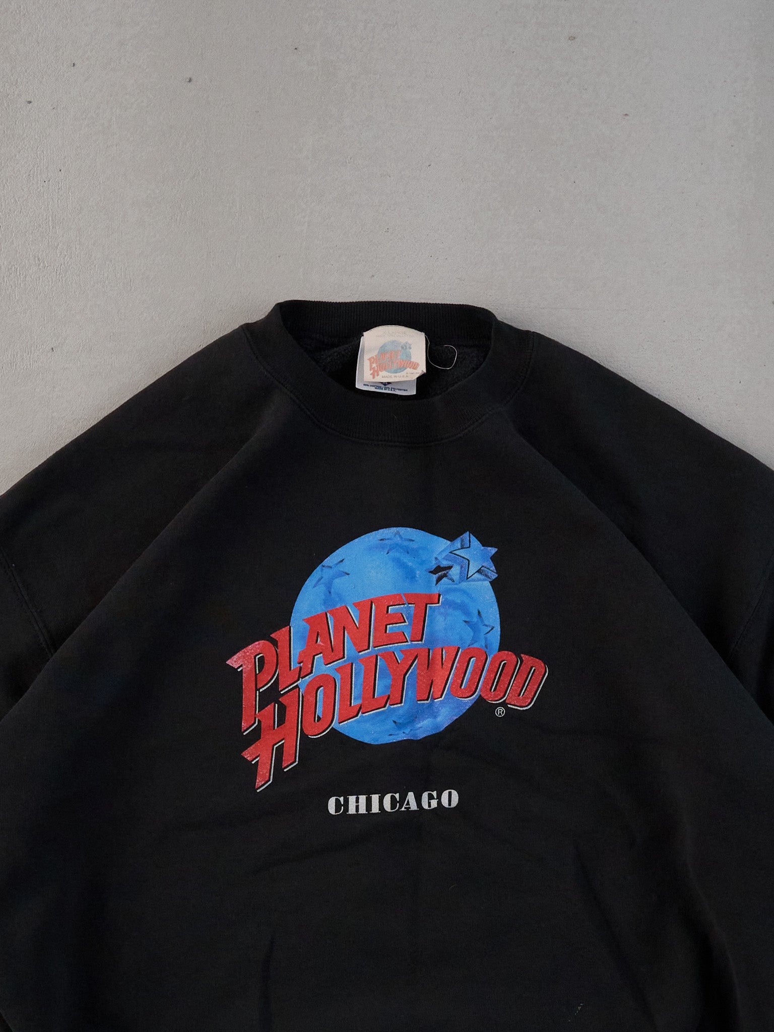 Vintage 90s Black Planet Hollywood Chicago Graphic Crewneck (L)