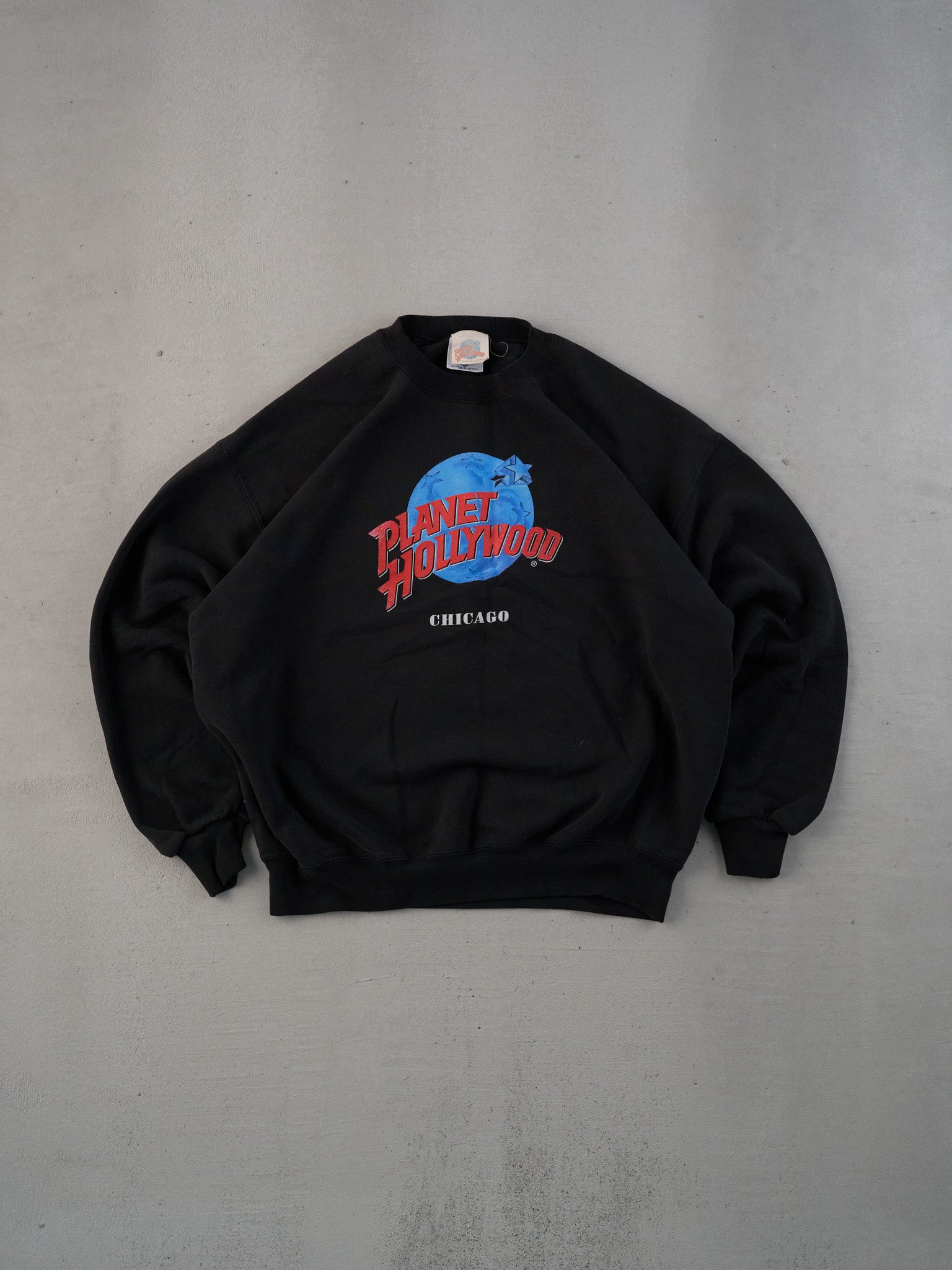 Vintage 90s Black Planet Hollywood Chicago Graphic Crewneck (L)