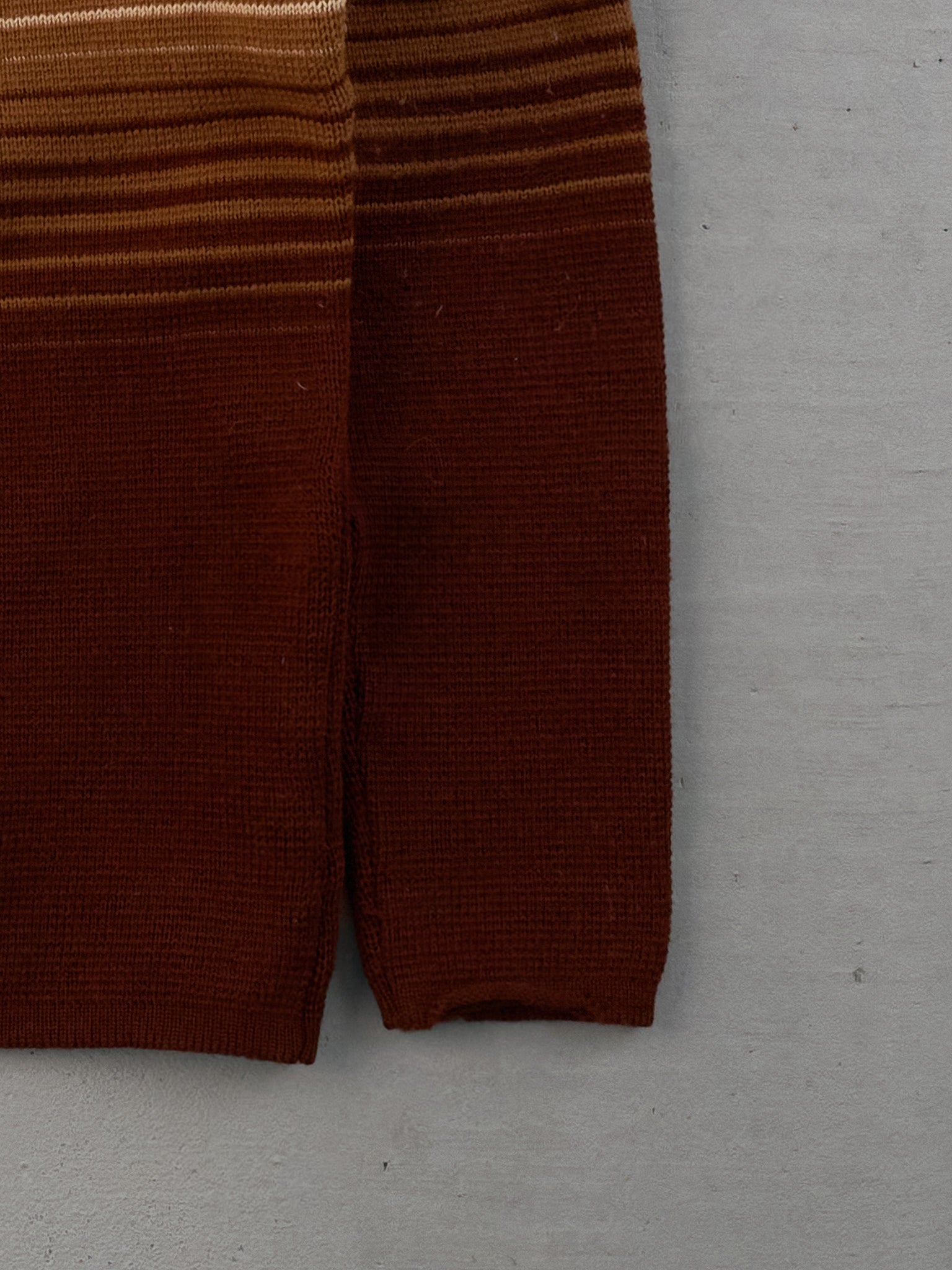 Vintage 70s Beige and Brown Gradient Stripe Wool Sweater (M)