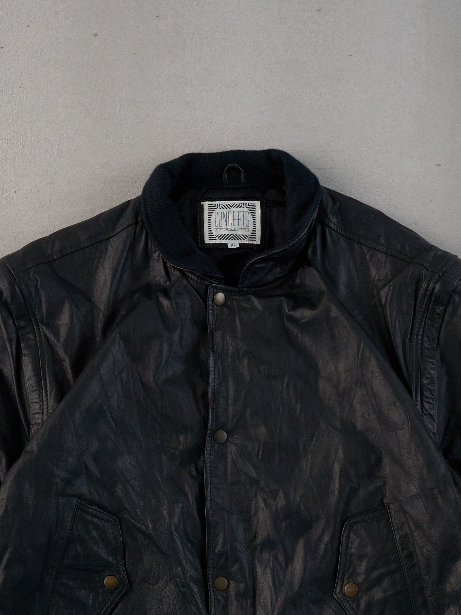 Vintage 90s Black Hardrock Cafe Dallas Collared Leather Jacket (L)