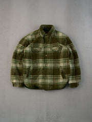 Vintage 80s Mossy Green Towncraft Plaid Collared Shacket (M)