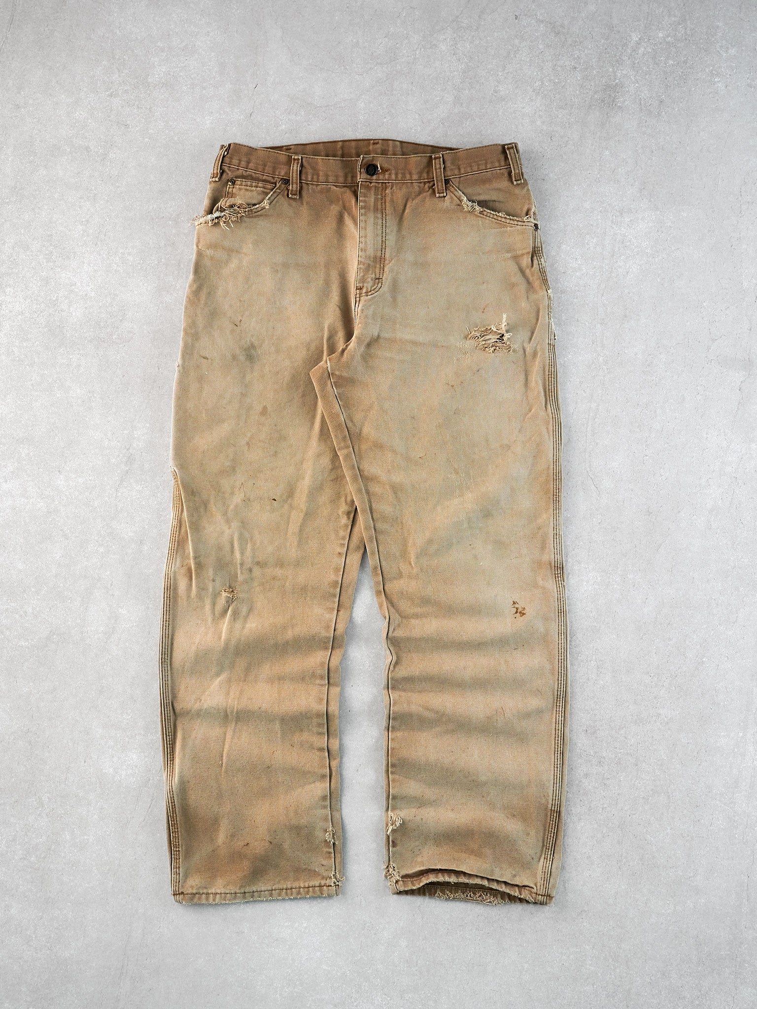 Vintage 90s Khaki Dickies Dungeree Carpenter Pants (34x32)